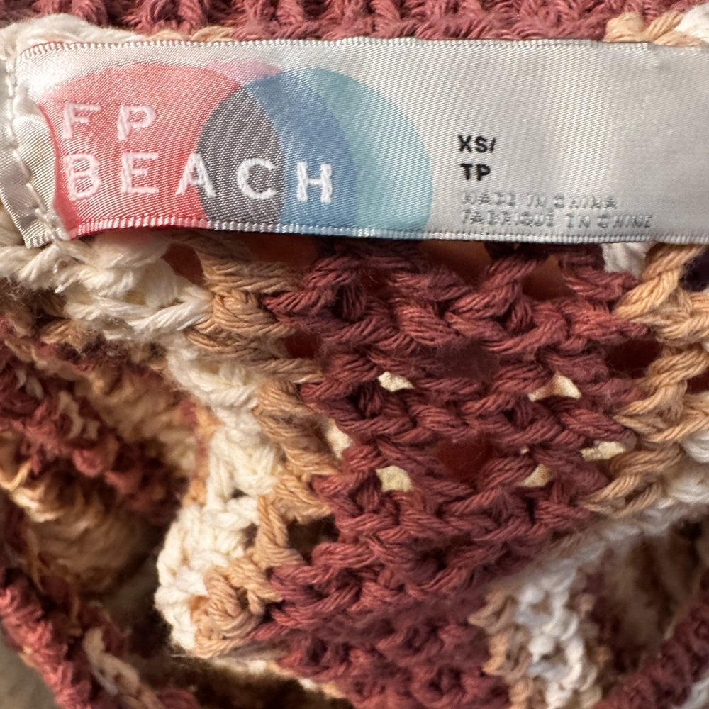 Free People Open Knit Sweater - Cream and Brown - Picture 4 of 5
